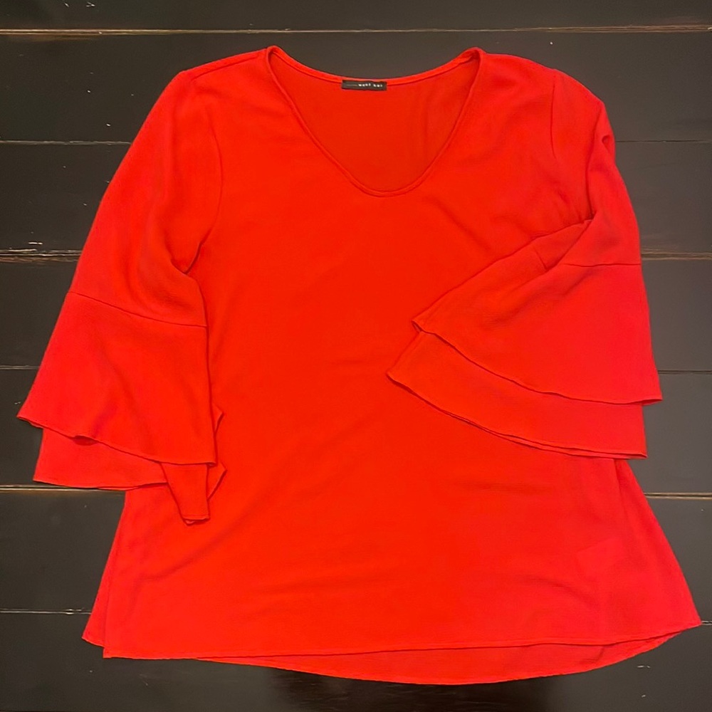 Stitch Fix West Kei Tiered Bell Sleeve Blouse XL Polyester w 3% Spandex Blouse